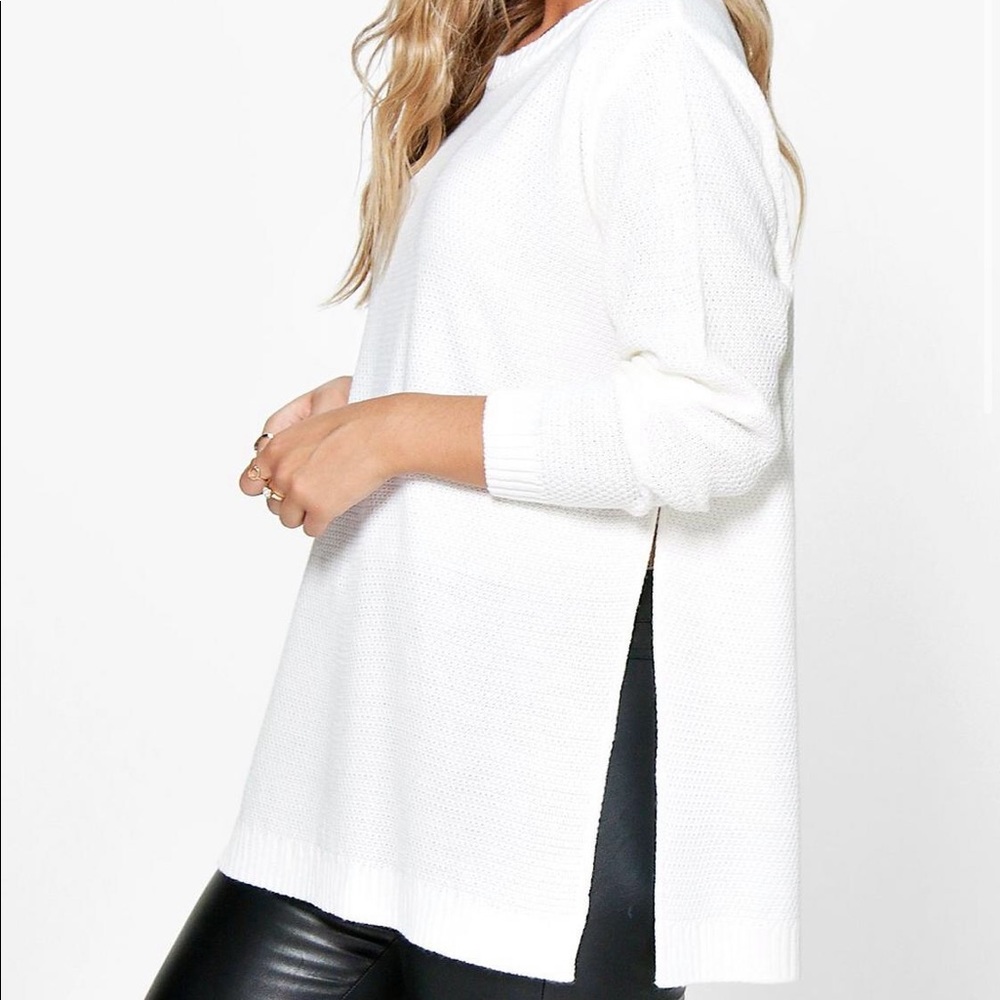 Side split moss tunic jumper
